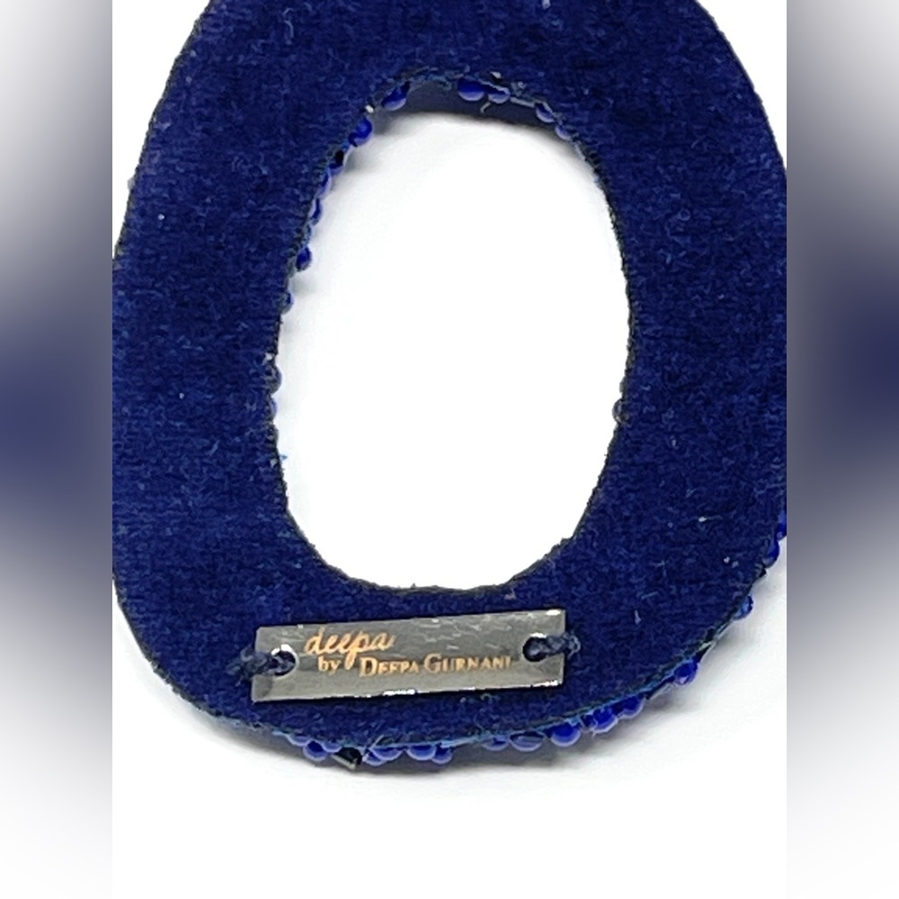 New Anthropologie Deepa Gurnani Star Blue Beaded Dasia Hoop Earrings - Picture 7 of 7